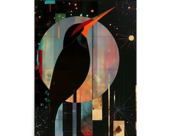 Poster abstrait oiseau, impression d'art mural décoration moderne