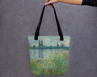 Banks of the Seine, Vétheuil by Claude Monet, Tote bag