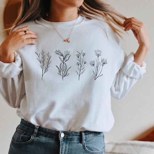 Daisy Sweatshirt Daisy Crewneck Flower Sweatshirt Flower | Etsy