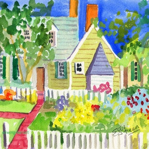 Acquerello originale di Williamsburg - George Reid Well. 11x14 (immagine 8x10) su carta Arches 140 CP.