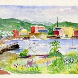 Rockland, ME - Acquarello realizzato dal lato della testa del gufo. 6,5x4,5 pollici. Carta Arches 140CP. Senza cornice.