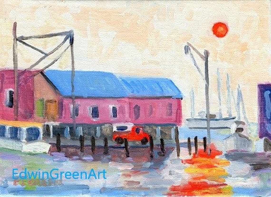 Chesapeake Bay Oil Paintingj.m. Clayton Seafood Cambridge Etsy