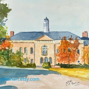 W&M Acquerello-Mason School of Business. 12x16 opaco (immagine 11x14) su carta Arches 140 CP. Stampe Giclée e biglietti per appunti disponibili.
