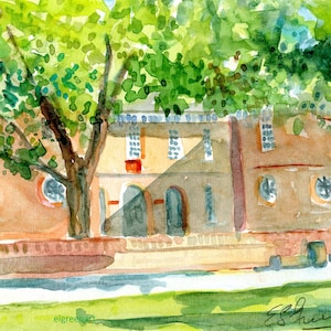 Colonial Williamsburg originele aquarel-Capitol. 11 x 14 gematteerd (afbeelding 8 x 10). Gicléeprints beschikbaar en notitiekaarten beschikbaar.