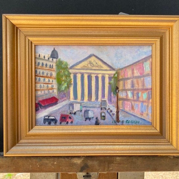 Paris Original Acrylic Painting-Madeleine. 5x7 inches, Acrylic on Canvas Panel. Framed. Giclée Print Available.