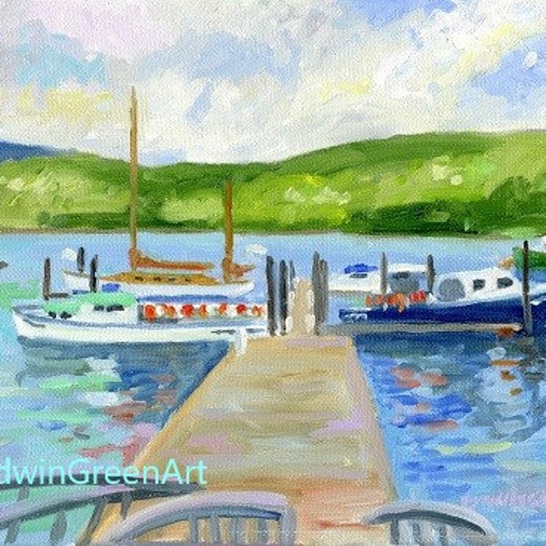 Maine Oil Painting-Northeast Harbor. 8x10 on Stretched Canvas. Framed or Unframed. Giclée Print Available.