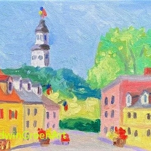 Annapolis Oil Painting-Maryland State House. 6x8 on Canvas Panel. Framed or Unframed.