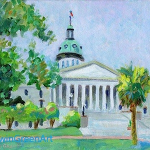 Columbia, SC Acrylic Painting-State House. 8x10 on Canvas. Framed or Unframed. Giclée Prints Available.