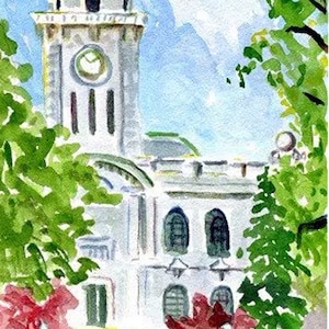 Annapolis Watercolor-Mahan Hall USNA. Con passepartout 8x10 (immagine 6x4). Carta Arches 140 CP. Senza cornice. Stampe Giclée disponibili.