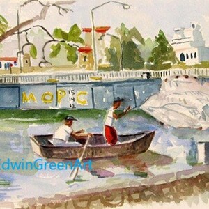 Santo Domingo Acquerello-Los Pescadores. Acquerello 11 x 8 pollici su carta Arches 140CP. Pittura all'aria aperta. Stampa Giclée disponibile.
