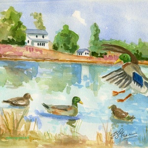 Chesapeake Bay Watercolor-Ware River Landing, Contea di Gloucester, Virginia. Con passepartout 11x14 su carta Arches 140 CP.). Stampe Giclée disponibili.