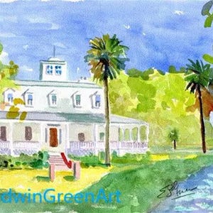 Acquerello di Edisto Island - Sunnyside. Con passepartout 11x14 (immagine 8x10). Carta Arches140 CP. Stampa Giclée disponibile.