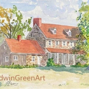 Acquerello della Pennsylvania - Stone Farm House (Adams County). 11x14 su carta Arches 140 CP. Stampa Giclée disponibile.