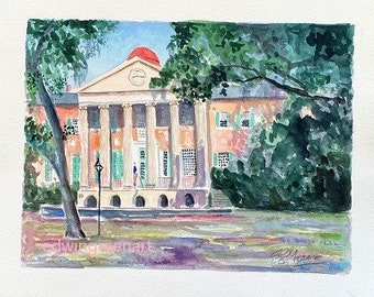 College of Charleston Original Watercolor- Randolph Hall. 11x14 Matted Original (9x11 image).Giclée Print Available.