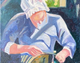 Colonial Williamsburg Original Oil Painting-Blacksmith's Apprentice. 11x14 inches, oil on canvas. Framed or Unframed.Giclée Print Available.