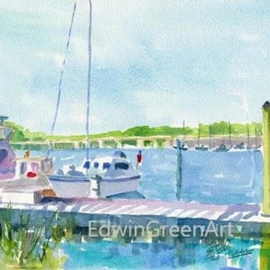 Chesapeake Bay Original Watercolor-Urbanna Creek. 11x14 Matted (8x10 image).Giclée Prints Available.
