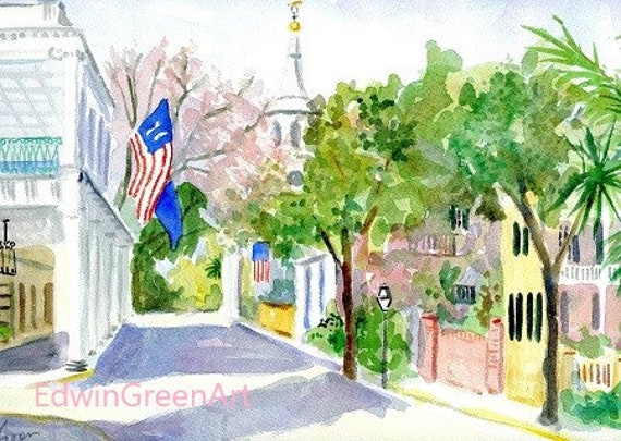 Charleston Sc Watercolor-Meeting Street. 11X14 Inches Arches | Etsy