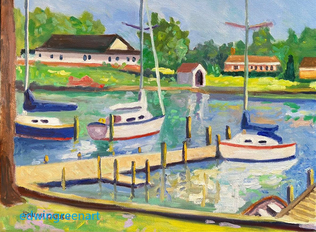 Capt. Ruark'sjackson Creekdeltaville, VA. 11x14 Oil on Canvas. Framed