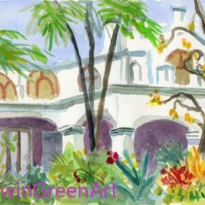 Key West Watercolor-St. Paul's Churchyard. Con passepartout 8x10 (immagine 9x6,5) su carta Arches 140 CP. Biglietti di auguri e stampe Giclée disponibili.
