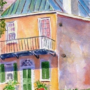 Charleston SC Watercolor-105 Church Street. Con passepartout 8x10 (immagine 4x6), carta Arches 140CP. Senza cornice. Stampa Giclée disponibile.