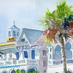 Charleston, SC Watercolor-South Battery Cupola. 11x14 on Arches 140 CP Paper. Giclée Prints Available.
