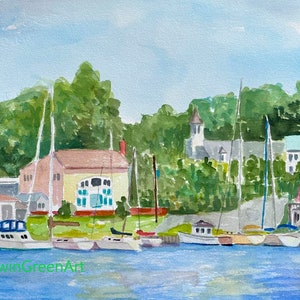 Chesapeake Bay Watercolor-Urbanna. Con passepartout 16x12 (immagine 14x10) su carta Arches 140 CP. Stampe Giclée disponibili.