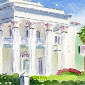 Charleston SC Watercolor-Villa Margarita. Con passepartout 8x10 (immagine 6x4), carta Arches 140CP. Senza cornice. Stampa giclée disponibile.