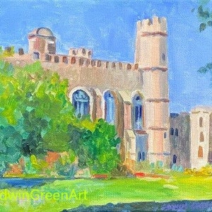 Bryn Mawr Acrylic Painting-College Hall. 8x10 on Canvas Panel. Framed or Unframed. Graduation Gift.Giclée Print Available.