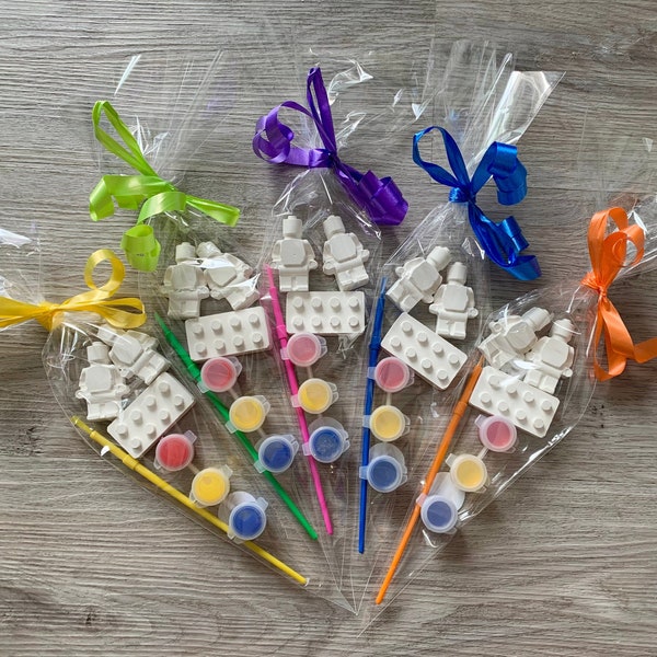 Brickmen blocks party bag / Brickman party favour / kids party bag / Children’s Party bag craft/ paint your own / birthday/ wedding favour