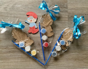 Paint Your Own blue mini Smurf / Smurf’s Party Bag / Children’s Crafts / Smurf Birthday / Kids Craft Set / party Craft Kit / Smurf party