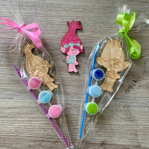 Dipingi il tuo Troll Party Favour / Troll Party Bag / Lavoretti per bambini / Compleanno Troll / Set di lavoretti per bambini / Kit di lavoretti per feste / Festa Troll