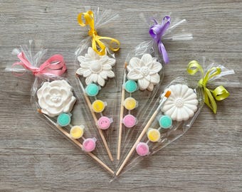 Paint your own flower / flower Party favour / girls party bags idea / Children's craft / summer girls flower birthday/ flower party bag