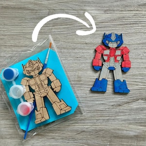 Transforming robot party favour / robot inspired craft / transforming robot theme birthday party / paint your own robot / party bags filler