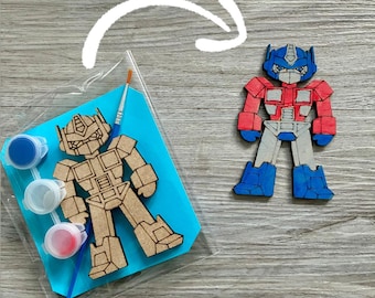 Transforming robot party favour / robot inspired craft / transforming robot theme birthday party / paint your own robot / party bags filler