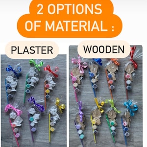 Pu&ograve; includere: Due opzioni di materiale per un kit di pittura fai-da-te. La prima opzione &egrave; in gesso e la seconda opzione &egrave; in legno. Ogni kit include una piccola figura, la vernice, un pennello e una borsa.