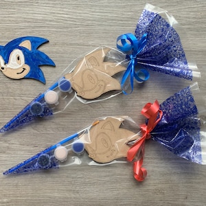 S party Favour / children’s party bag / blue hedgehog party bag / Childrens Party cone bag / party favour birthday / paint your own