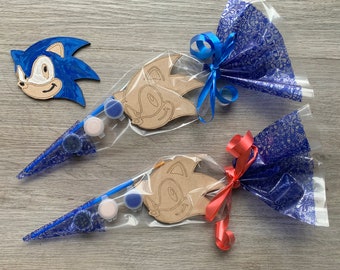 S party Favour / children’s party bag / blue hedgehog party bag / Childrens Party cone bag / party favour birthday / paint your own