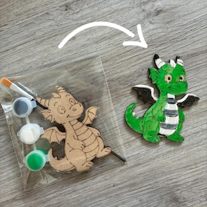 Dragon party favour / dragon paint kit craft / dragon birthday party / paint your own dragon / wooden dragon party bags filler