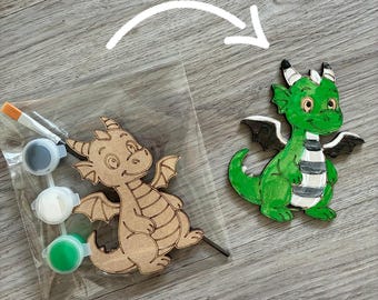 Dragon party favour / dragon paint kit craft / dragon birthday party / paint your own dragon / wooden dragon party bags filler