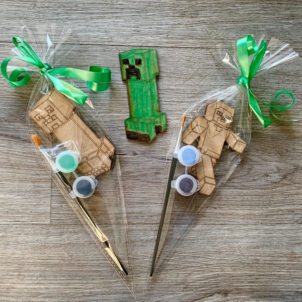Mine Party Tasche Bastelset Favor / Kinder Gastgeschenke / Party Tasche für Kinder / Gamer Gastgeschenk / Gamer Geburtstag / Paint Kit