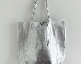 silver leather purse
