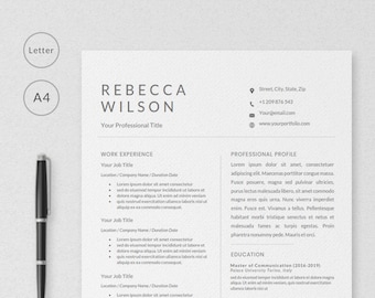 Resume template Google Docs, Microsoft Word in modern minimalist professional resume format: Instant Digital Download + Free Bonuses rt01