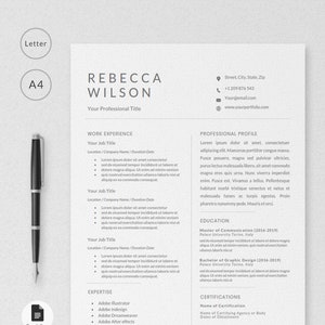 Resume template Google Docs, Microsoft Word in modern minimalist professional resume format: Instant Digital Download + Free Bonuses rt01