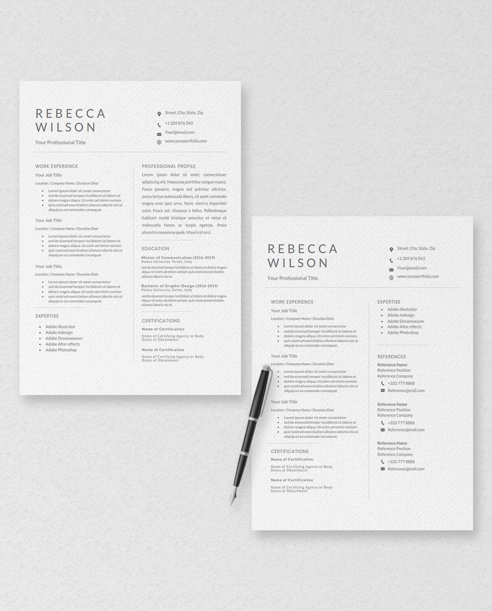 Resume Template Google Docs, Microsoft Word in Modern Minimalist ...