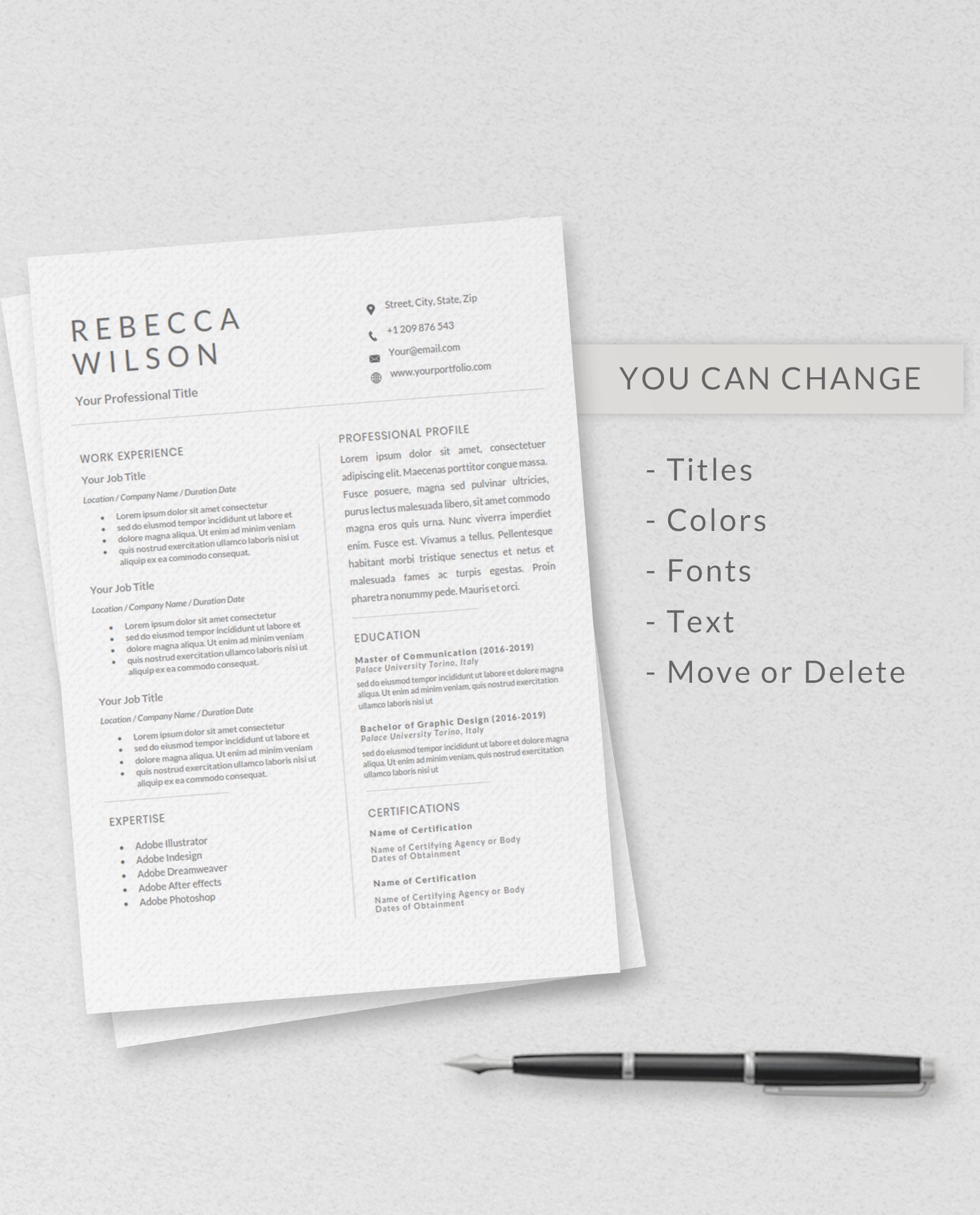 Resume Template Google Docs, Microsoft Word in Modern Minimalist ...