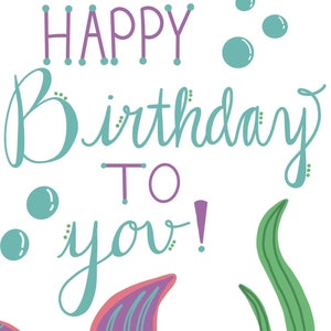 PRINTABLE &#39;Underwater Mermaid&#39; BIRTHDAY CARD