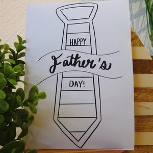 PRINTABLE &#39;Father&#39;s Day&#39; B&W TIE CARD