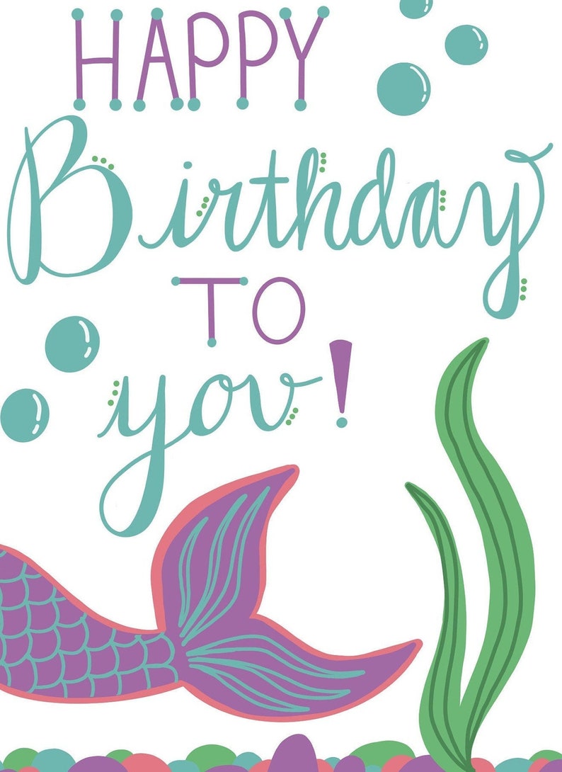 PRINTABLE 'underwater Mermaid' BIRTHDAY CARD - Etsy