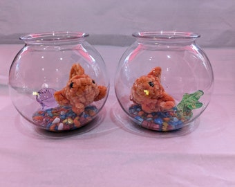 No fuss pet fish in a bowl, crochet gold fish, no commitment pet, novelty gift, fun fish,