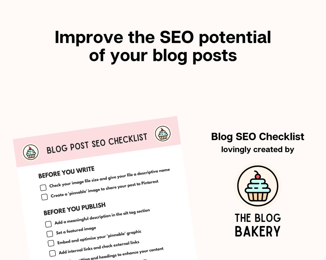 Blog Post SEO Checklist Blog Search Engine Optimization - Etsy